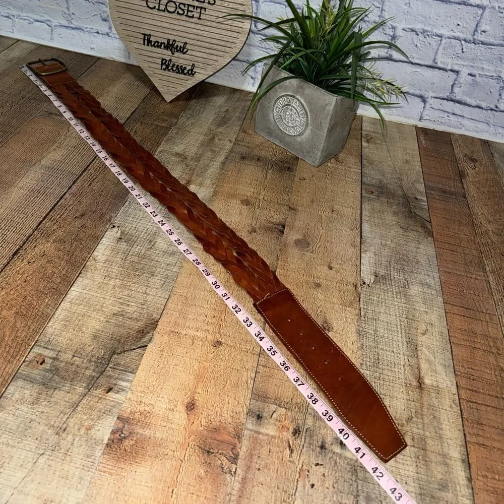 Harold’s Brown Leather double Braided wide Belt Size M